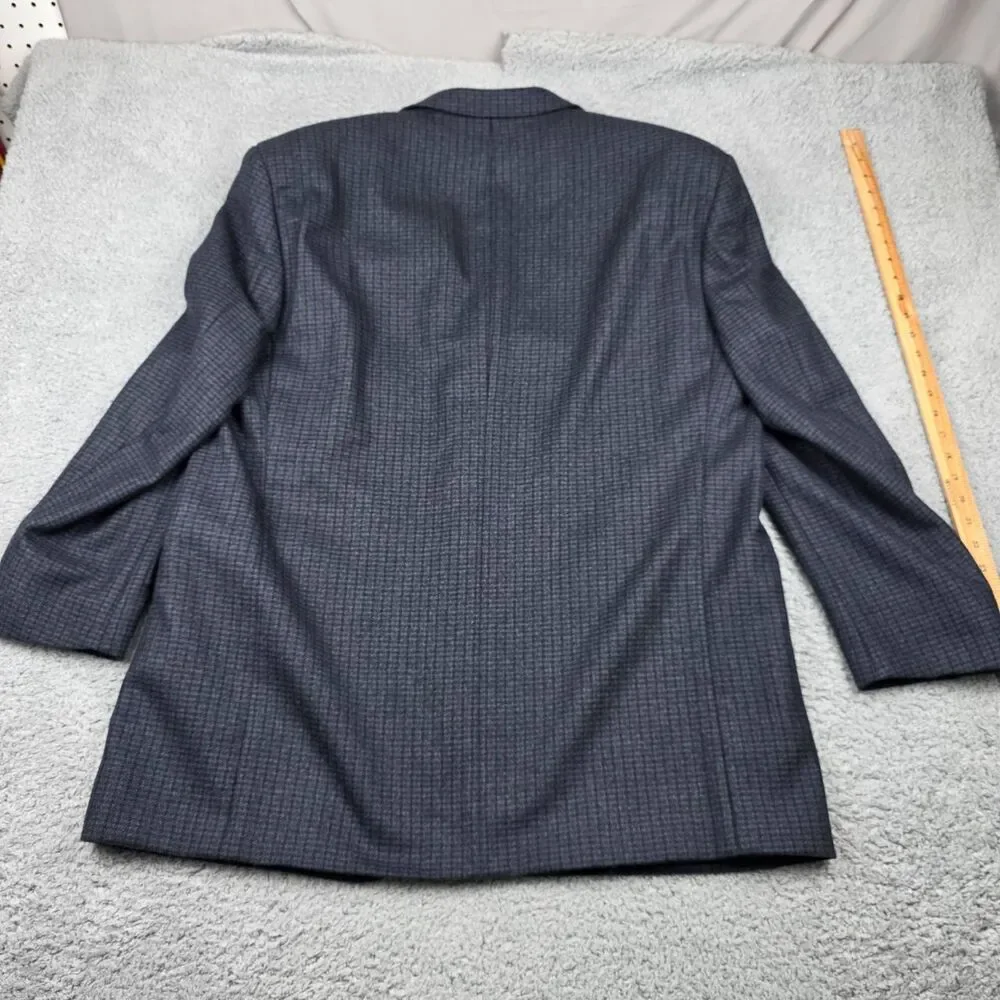 Joseph‎ Feiss Mens Sport Coat Size 48L Dark Grey Plaid Tweed 3 Button Tailored
